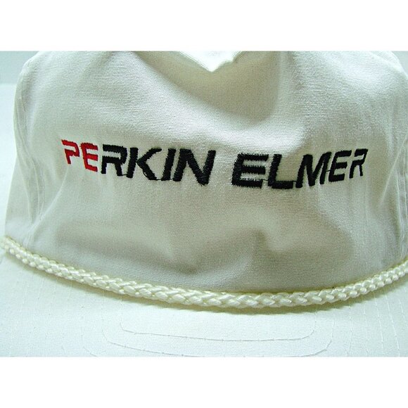 Vintage Perkin Elmer Adjustable Clip Back Baseball Cap Nissin Unisex Adult White - Picture 6 of 12